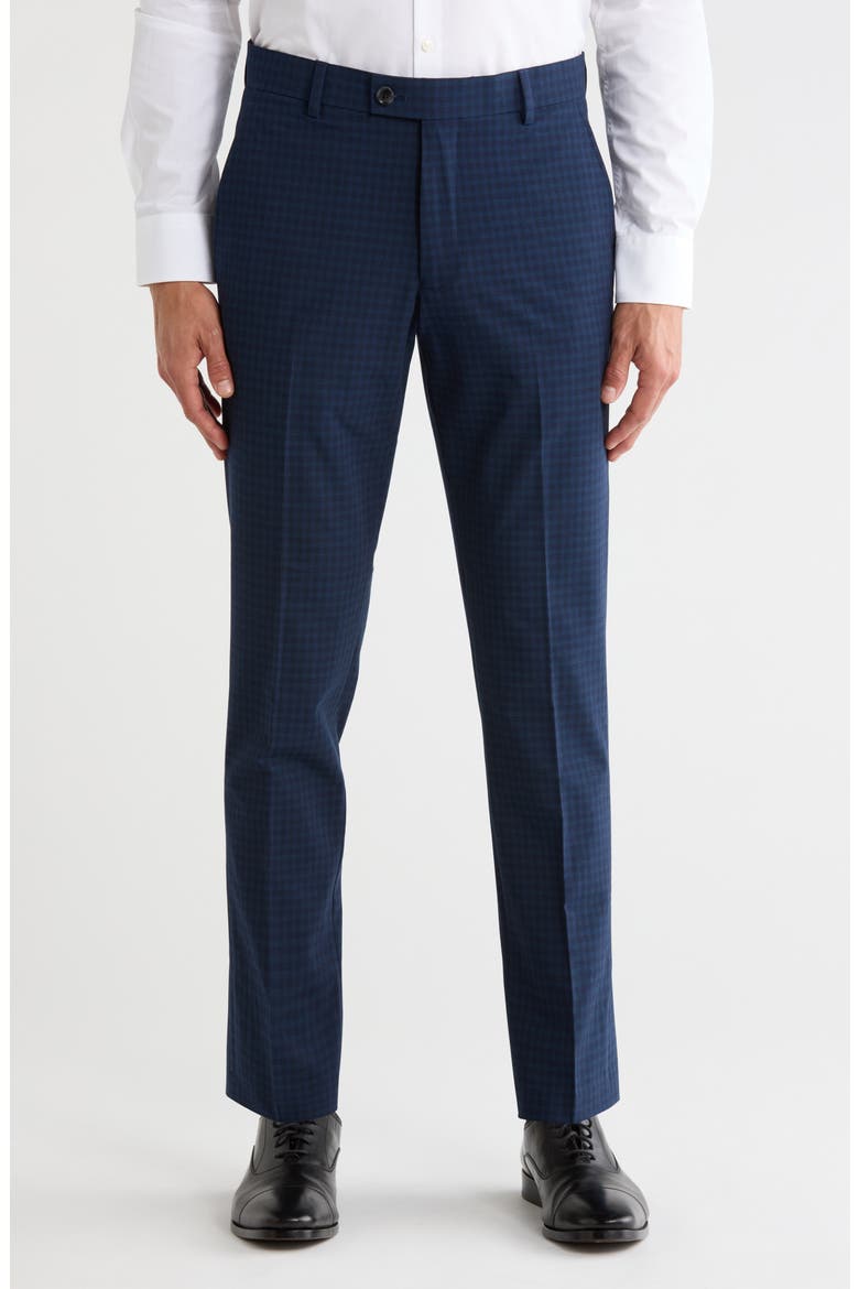 Check Tapered Leg Pants, Main, color, NAVY
