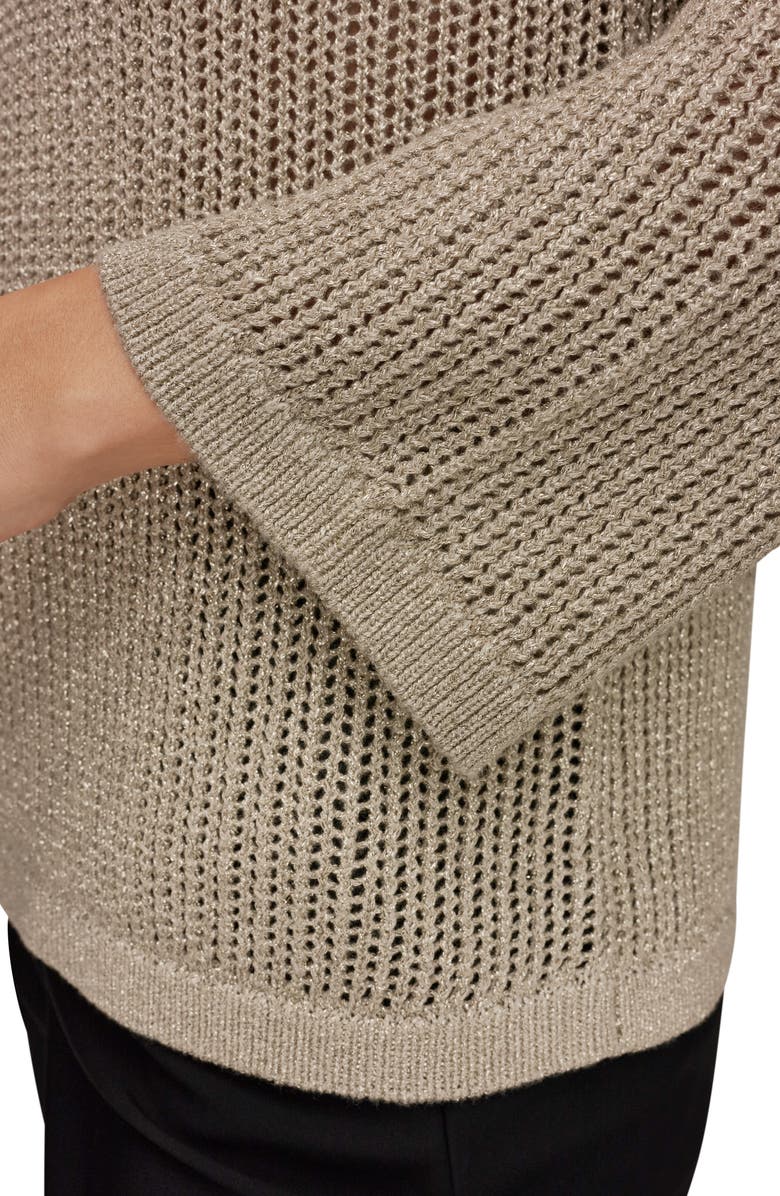 Donna Karan New York Metallic Sheer Sweater, Alternate, color, Tuscan Grey