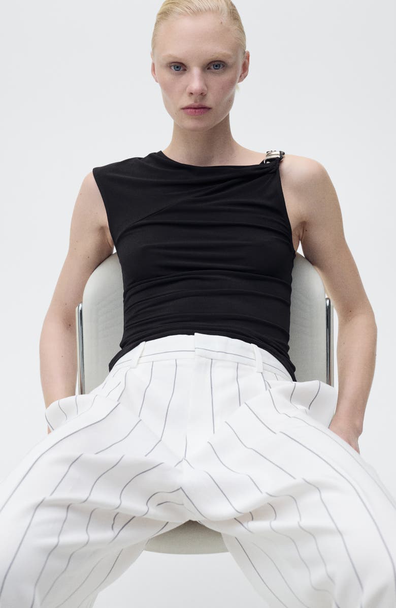 MANGO Stripe Suit Pants, Alternate, color, White