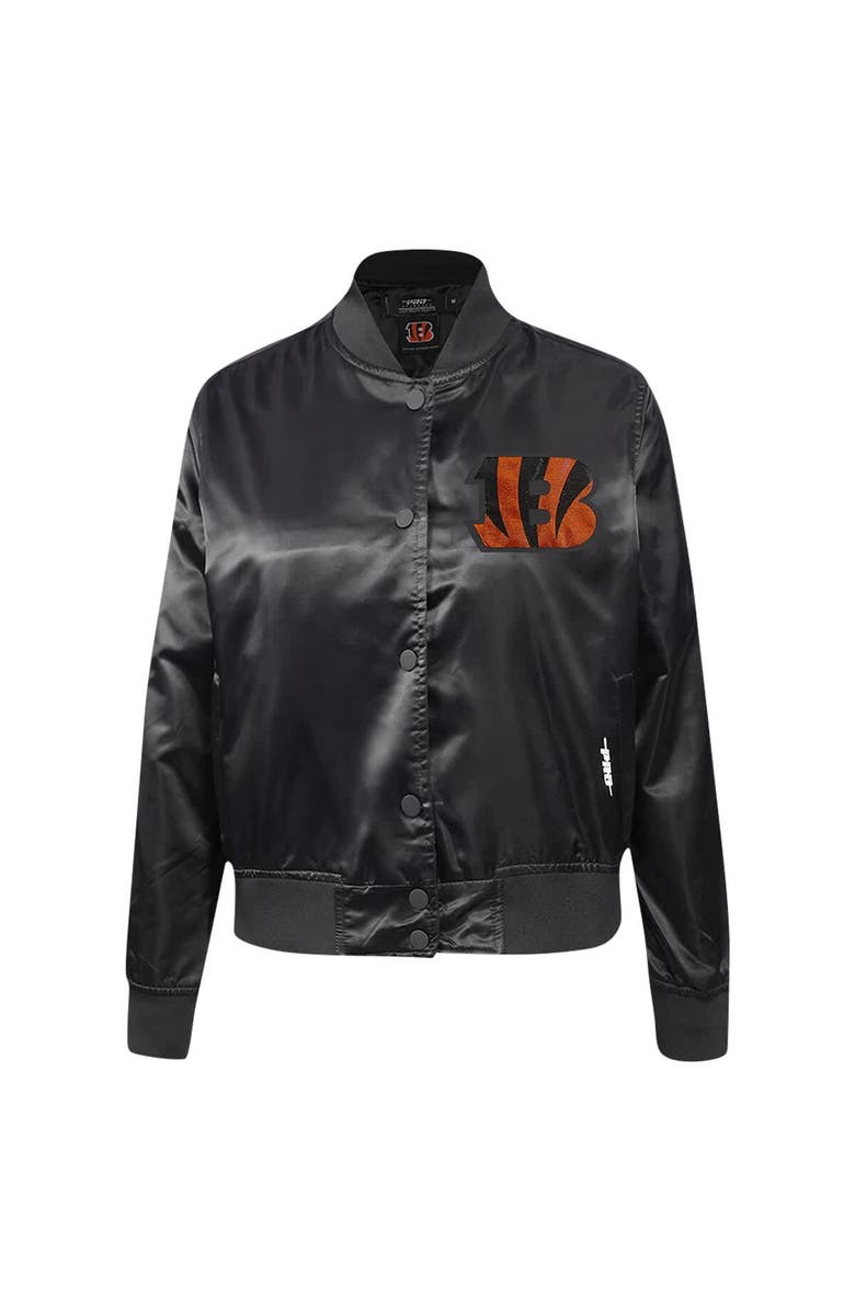 PRO STANDARD Women's Pro Standard Black Cincinnati Bengals Jeweled Satin Full-Snap Jacket, Alternate, color, Black