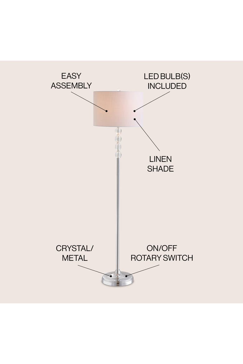 Aubrey Crystal / Metal LED Floor Lamp, Alternate, color, Clear/Chrome