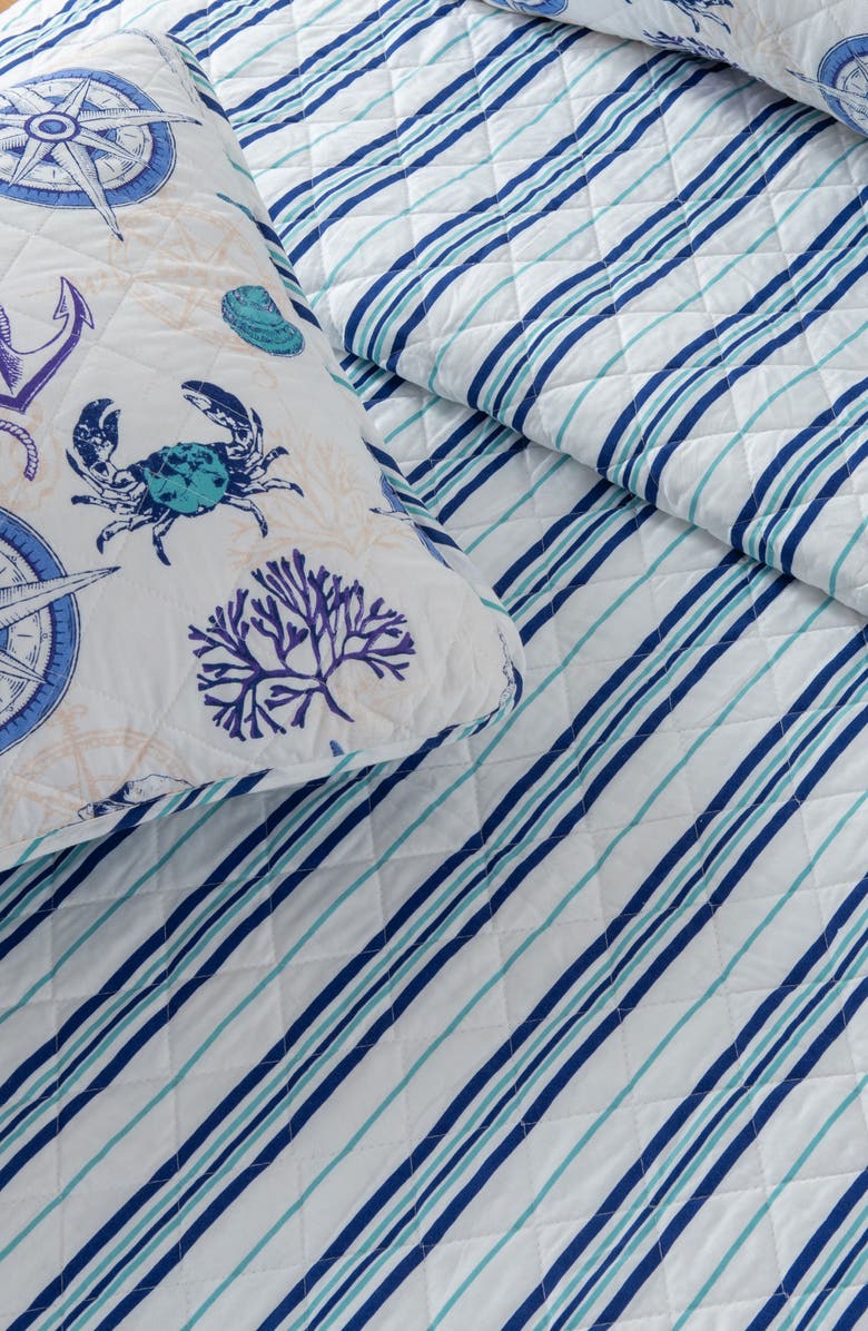 Woven & Weft Nautical Reversible Microfiber Quilt Set, Alternate, color, Nautical Motif