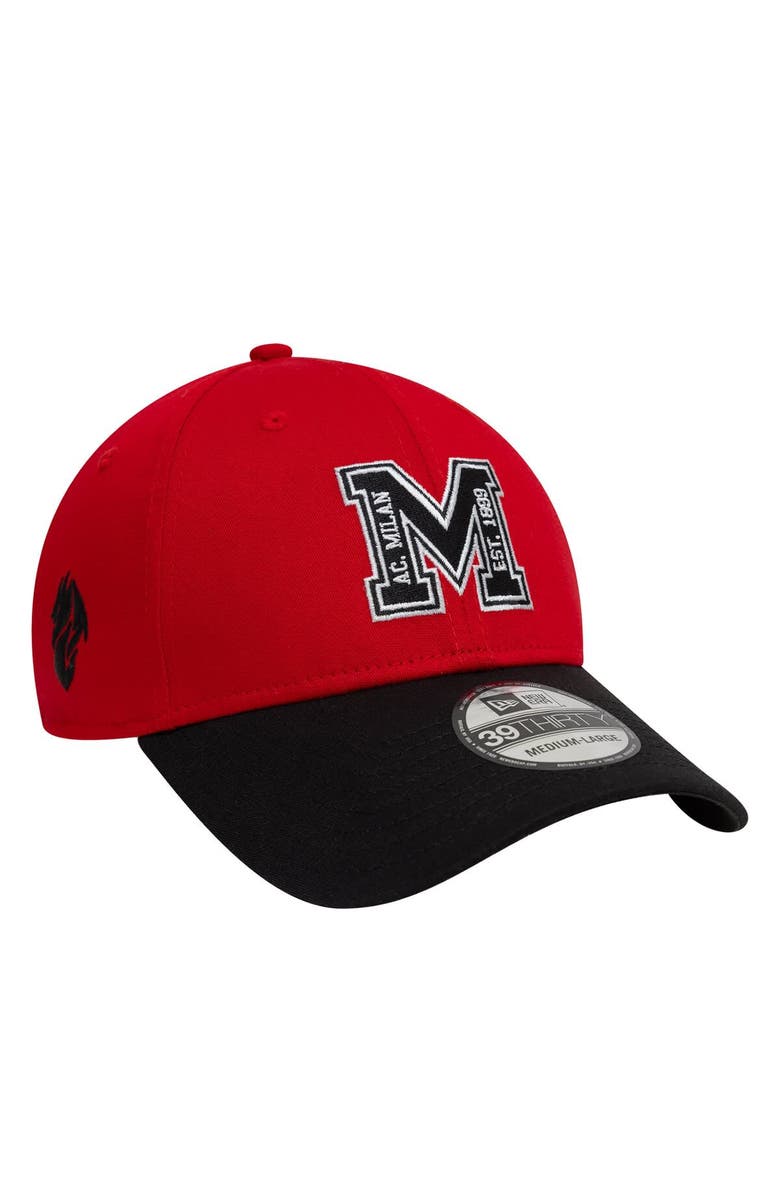 New Era Men's New Era Red AC Milan M Logo 39THIRTY Fitted Hat, Alternate, color, 