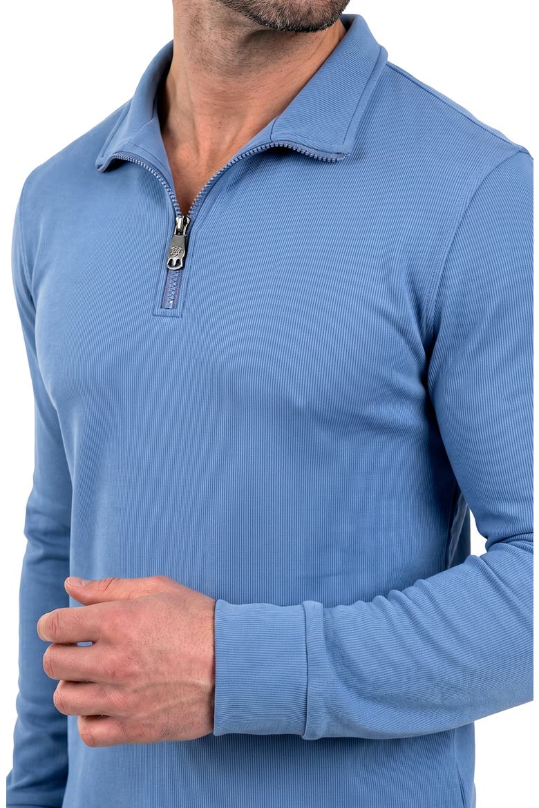 Mercerized Cotton Quarter Zip Sweater, Alternate, color, BLUE