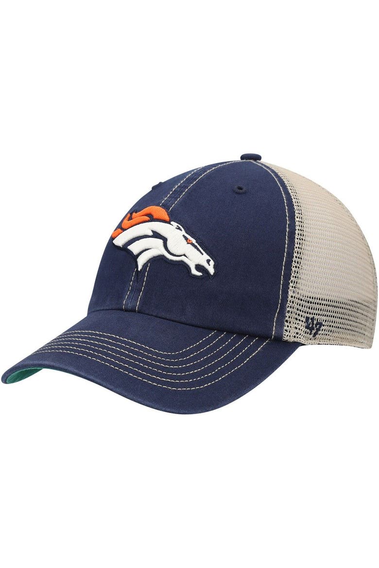 Men's '47 Navy/Natural Denver Broncos Trawler Trucker Clean Up Snapback Hat, Main, color, Navy