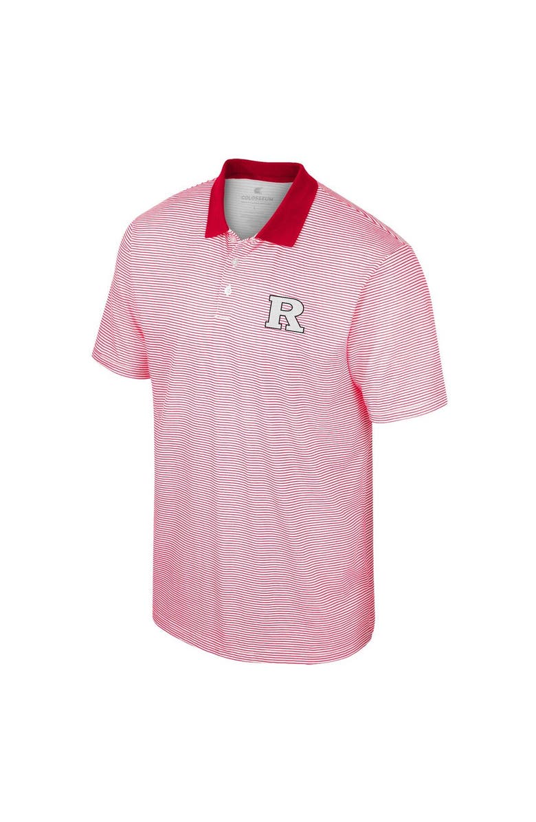 COLOSSEUM Men's Colosseum White/Scarlet Rutgers Scarlet Knights Print Stripe Polo, Alternate, color, White