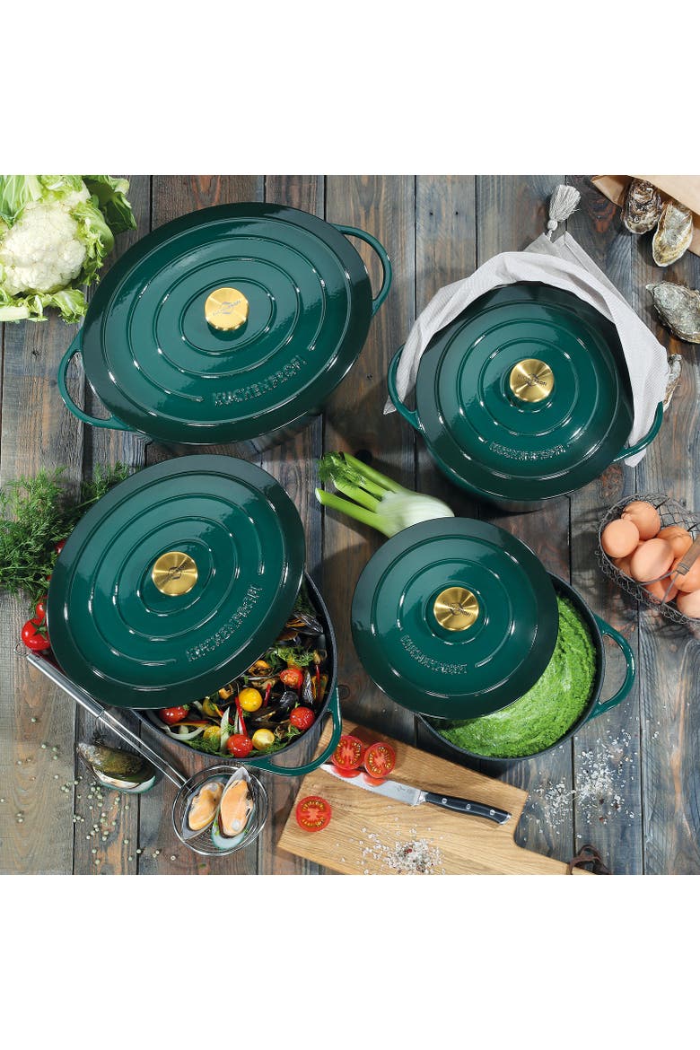 Provence Enameled Cast Iron Casserole, 11" dia., 4.1 qt, Alternate, color, Classic Black