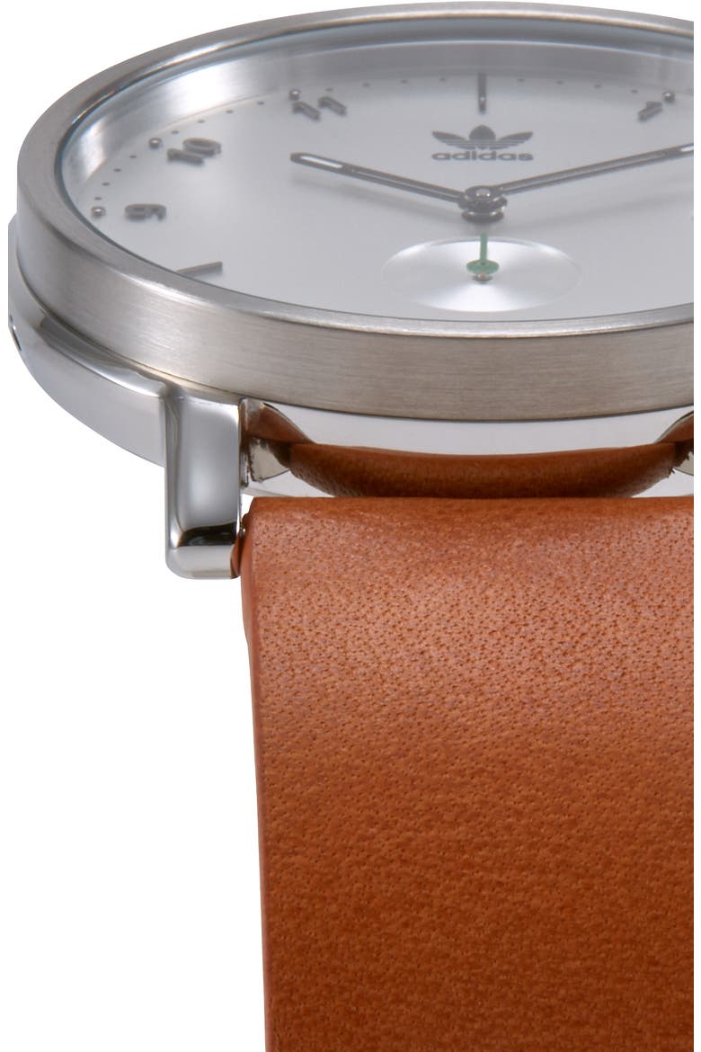 District Leather Strap Watch, 40mm, Alternate, color, TAN/ SILVER
