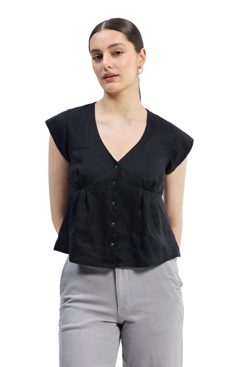 Reistor Deep V-neck Short Top, Alternate, color, Black