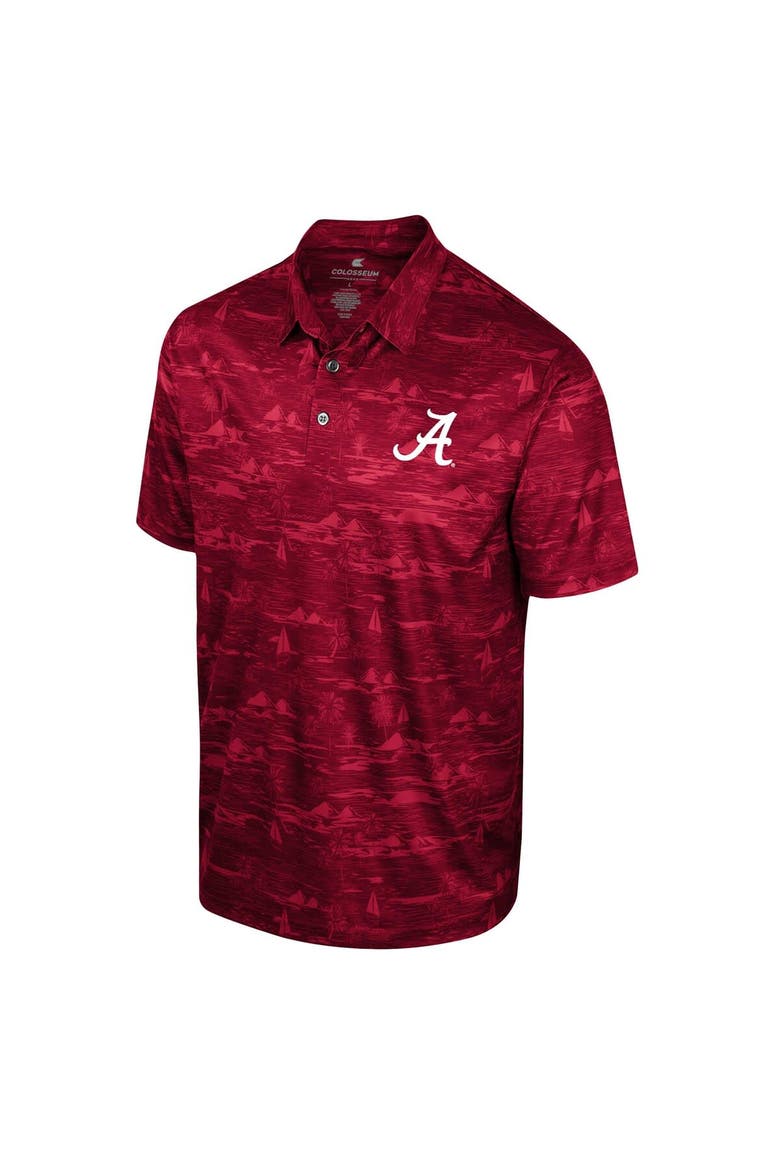 Men's Colosseum Crimson Alabama Crimson Tide Daly Print Polo, Alternate, color, Crimson