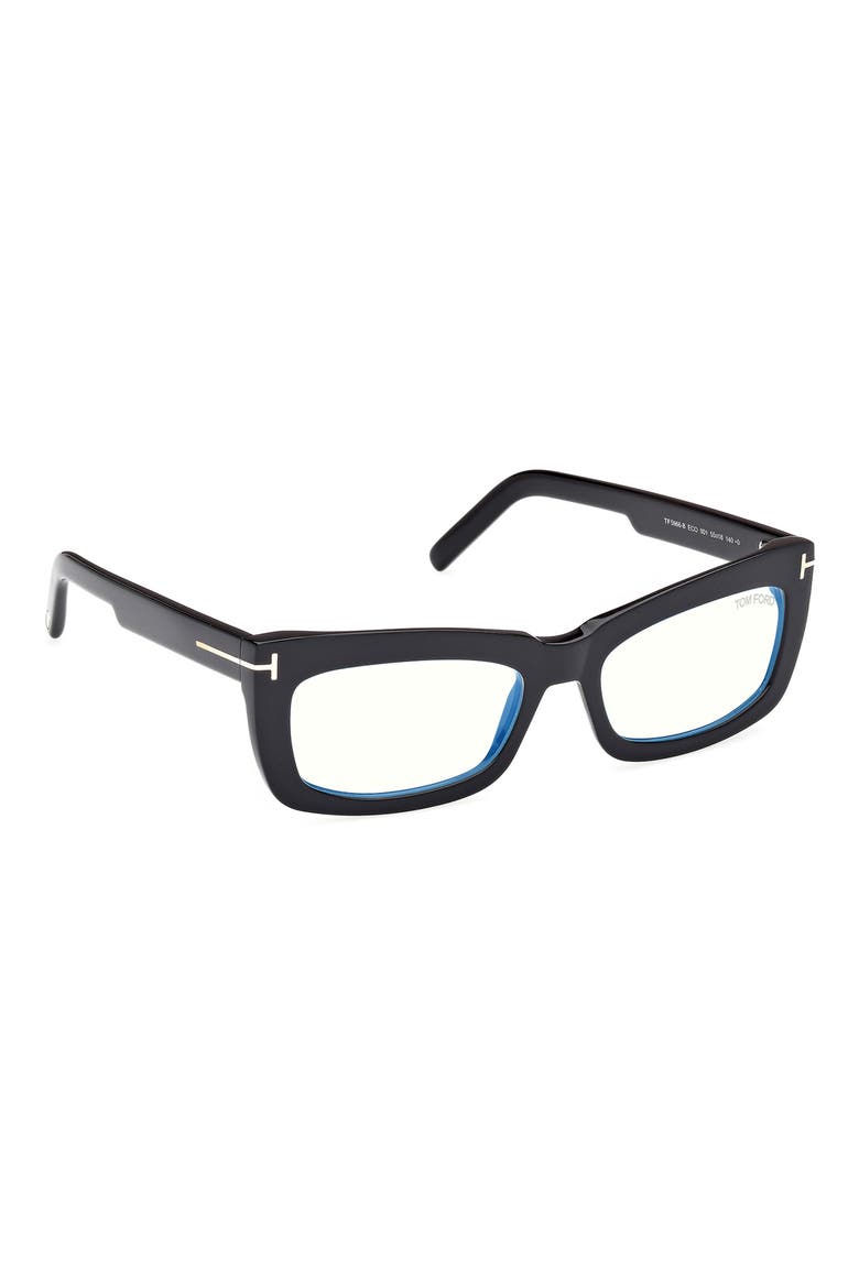 55mm Rectangular Blue Light Blocking Glasses, Alternate, color, BLACK ECO / T LOGO