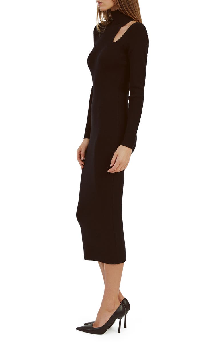 Bardot Olesa Asymmetric Turtleneck Long Sleeve Dress, Alternate, color, 