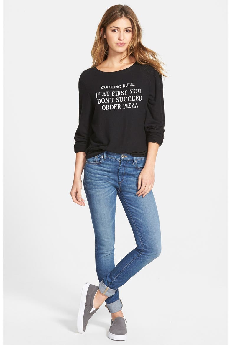 'If At First You Don't Succeed' Long Sleeve Pullover (Nordstrom Exclusive), Alternate, color, JET BLACK