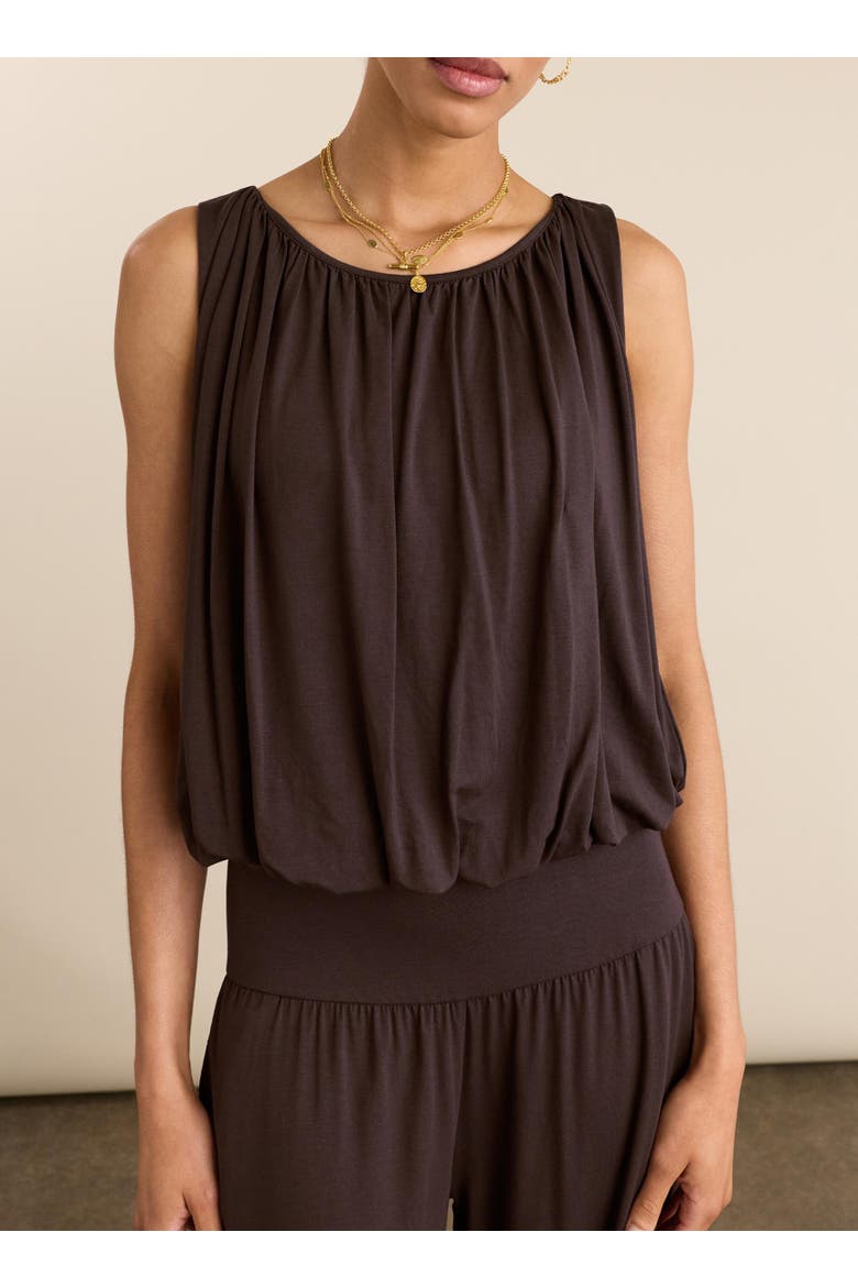 Eddy Bubble Hem Top, Alternate, color, Dark Chocolate
