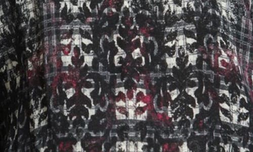 Apny Puff Shoulder Button Front Top In Black/white Multi