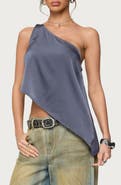 EDIKTED Asymmetric Satin One-Shoulder Top