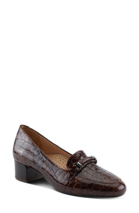 Enda Croc Embossed Heel Loafer (Women)