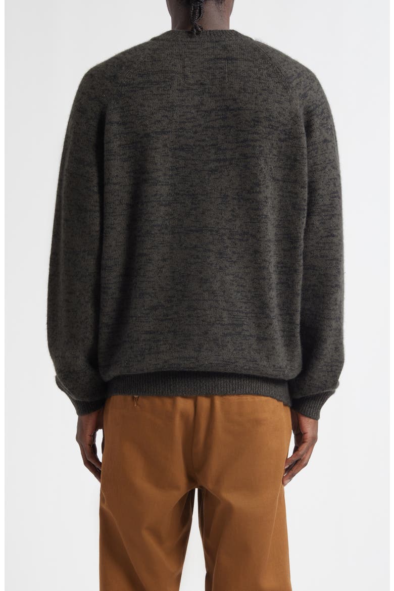 BF Cashmere & Wool V-Neck Sweater, Alternate, color, BLACK OLIVE / BLACK