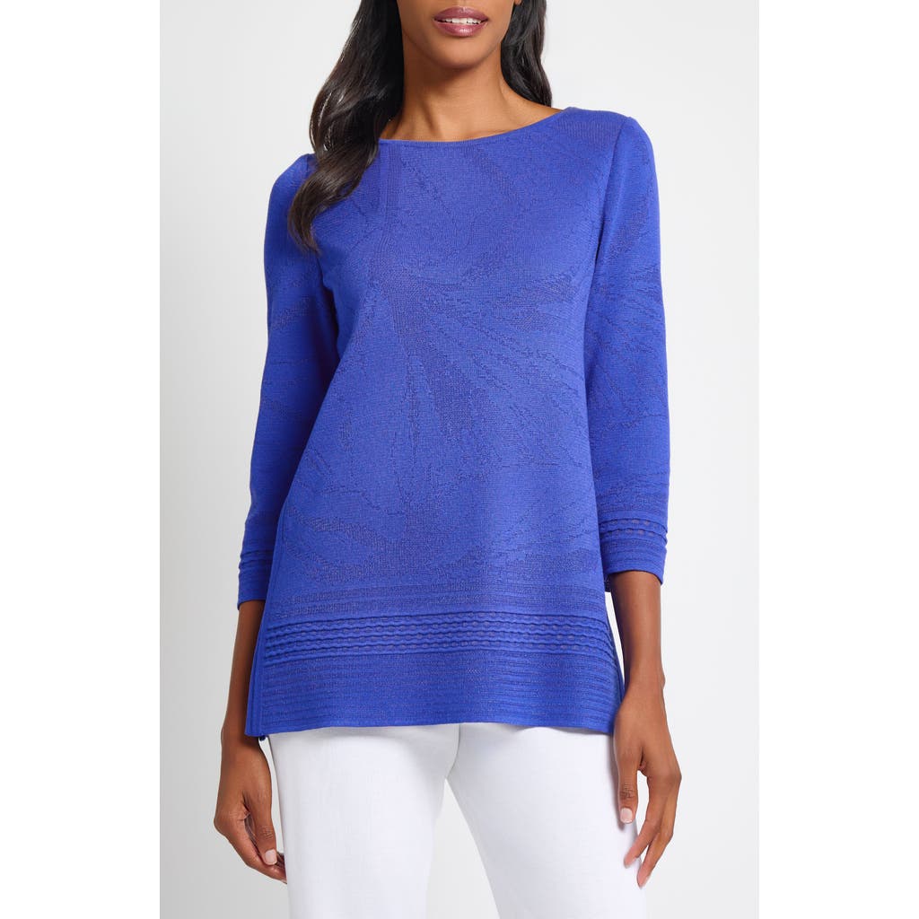 Ming Wang Burnout Floral Tunic Top in Sapphire Sea  product