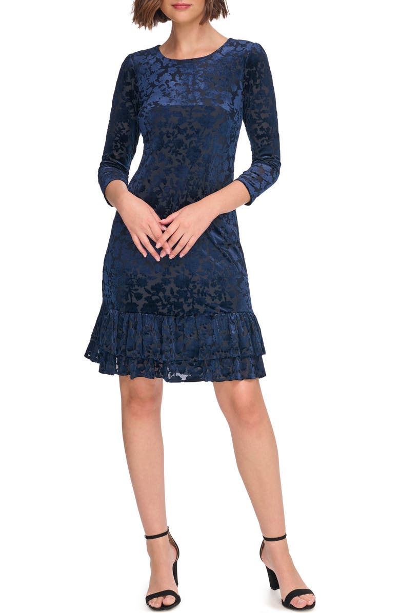 Tommy Hilfiger Lombard Burnout Velvet Minidress, Main, color, 