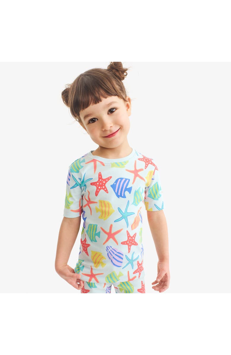 Primary Kids Organic Short Sleeve Pj Top In Seasonal Prints, Alternate, color, Saltwater Under The Sea