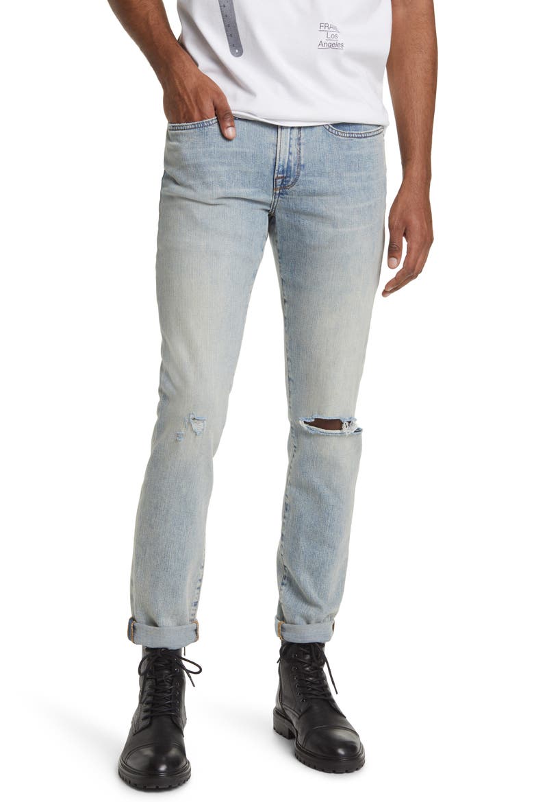 L'Homme Skinny Fit Jeans, Main, color, ASPEN RIPS