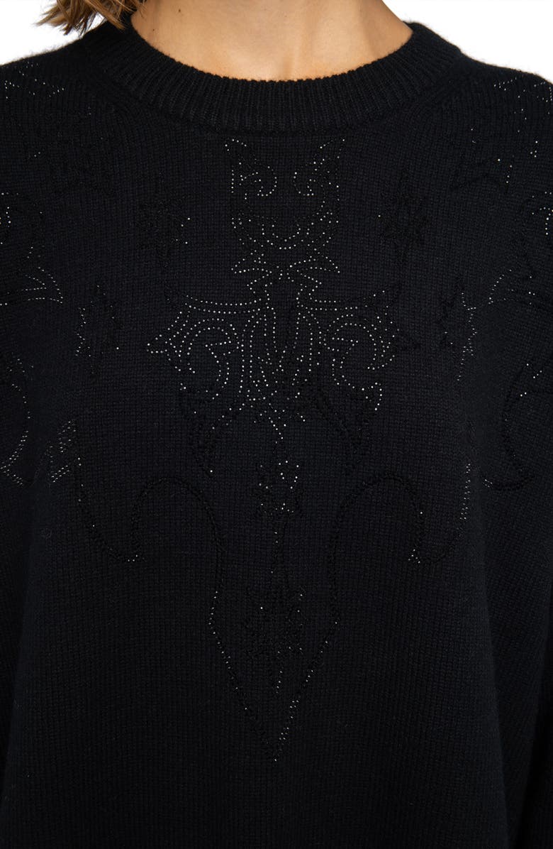 Zadig & Voltaire Markuz Crystal Embellished Cashmere Sweater, Alternate, color, Black
