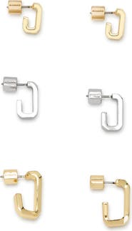 AllSaints Set of 3 Hex Hoop Earrings