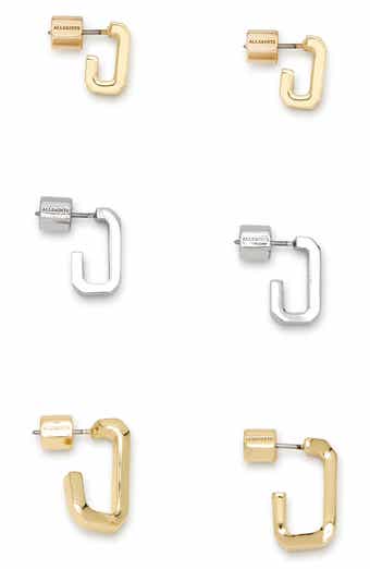 AllSaints Set of 3 Hex Hoop Earrings