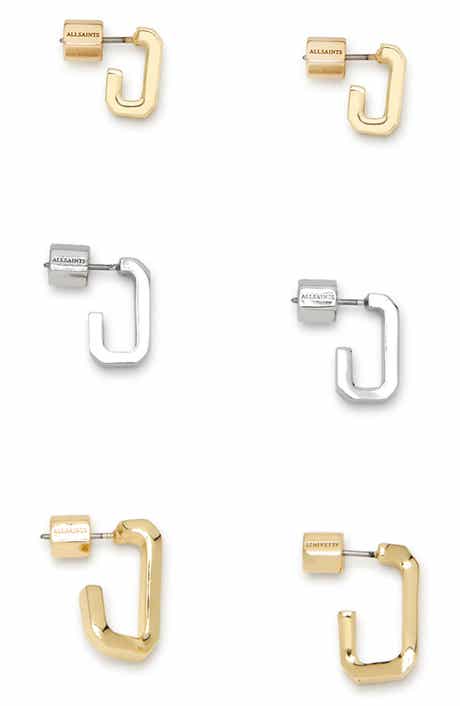 AllSaints Set of 3 Hex Hoop Earrings