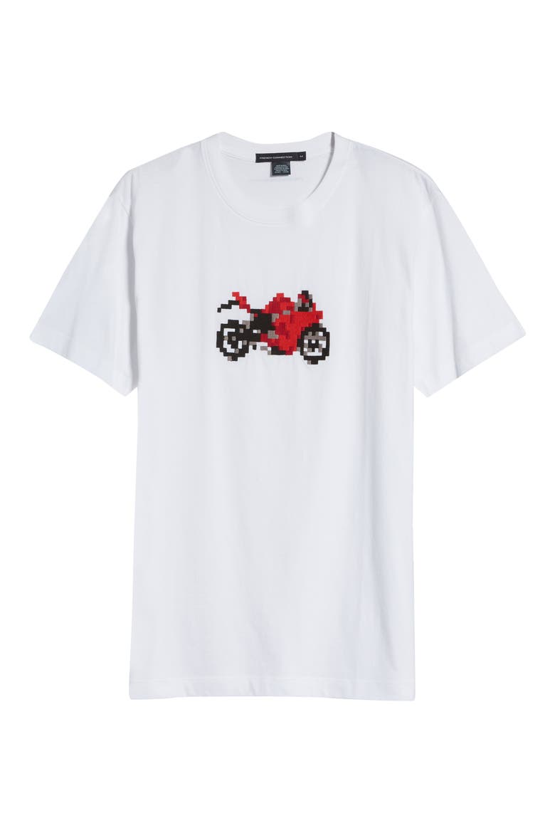 Men's Pixel Motorbike Embroidered T-Shirt, Alternate, color, LINEN WHITE