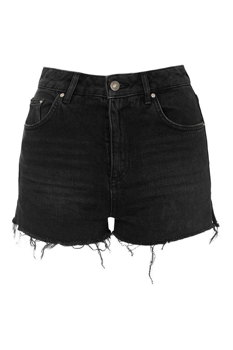 Raw Edge Denim Shorts, Alternate, color, BLACK