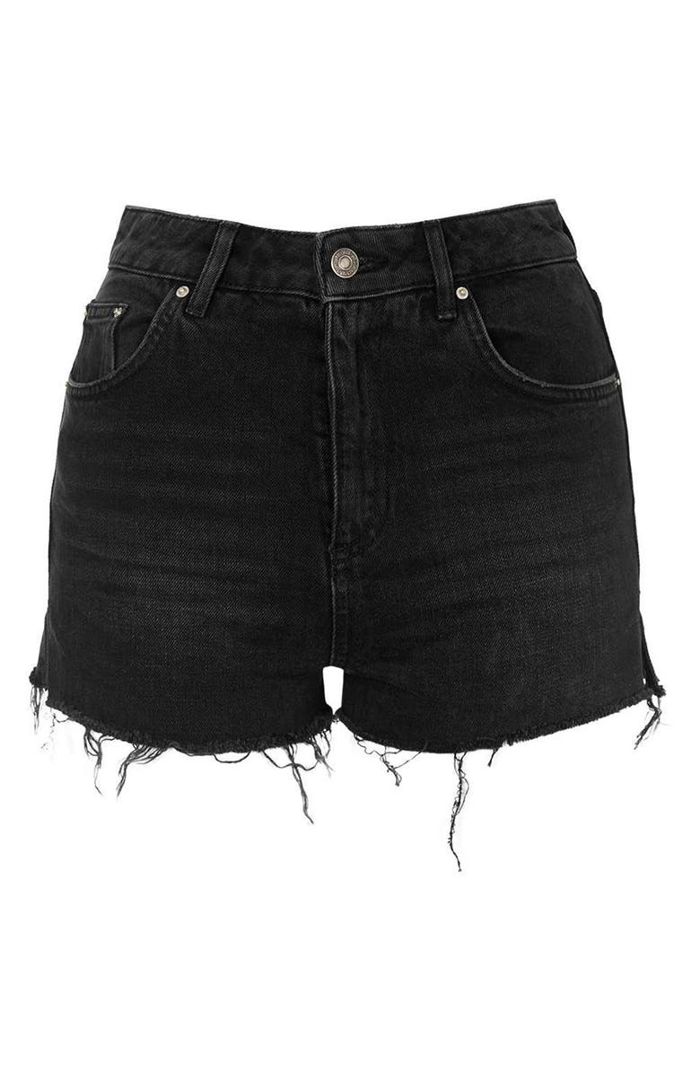 Topshop Raw Edge Denim Shorts, Alternate, color,