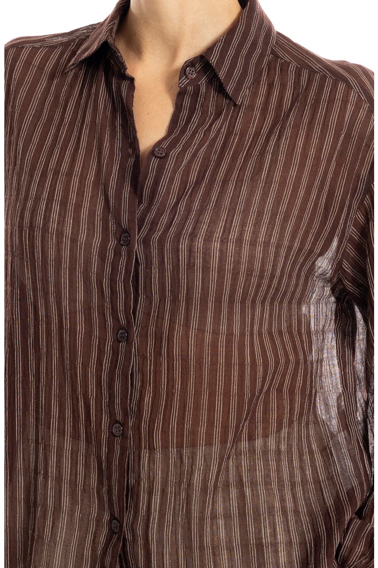 Striped Cotton Gauze Shirt, Alternate, color, BROWN/ TAUPE STRIPE