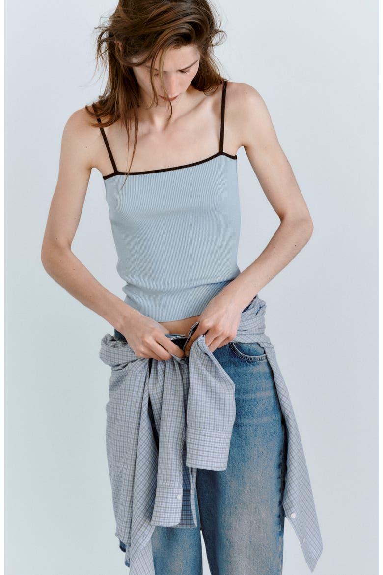 Fitted Ribbed Tank, Alternate, color, SKY BLUE