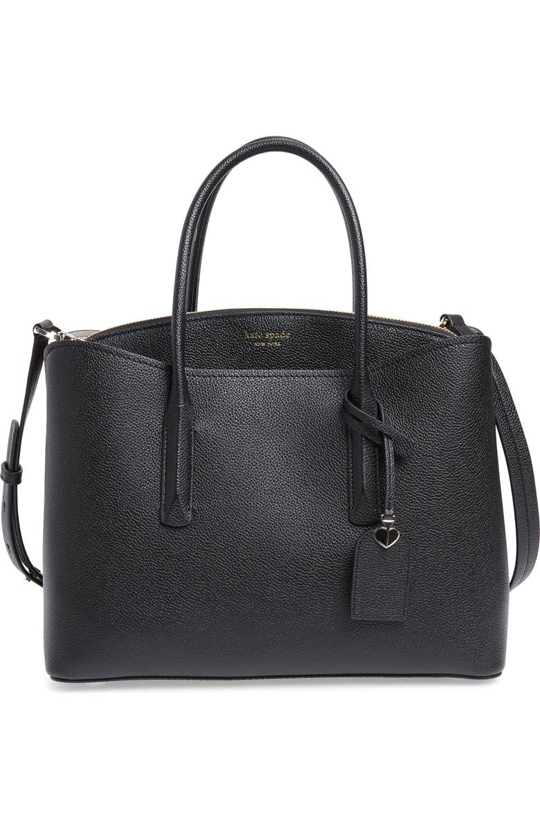 Kate Spade New York large margaux leather satchel, Main, color, Black