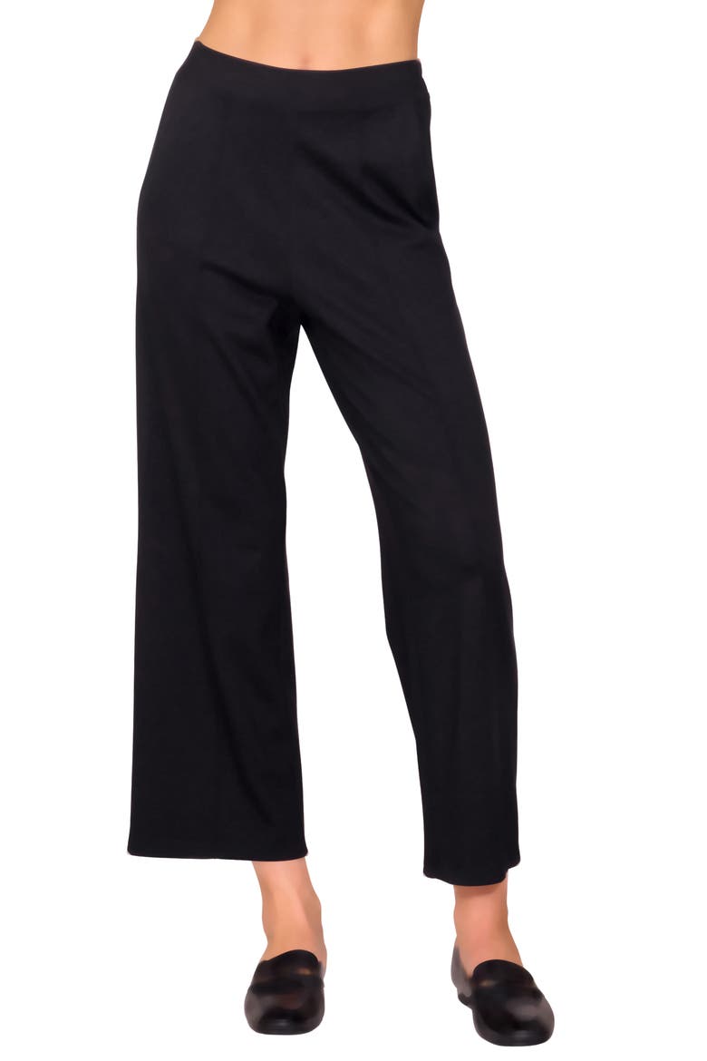 Knit Pintuck Ankle Pants, Main, color, BLACK