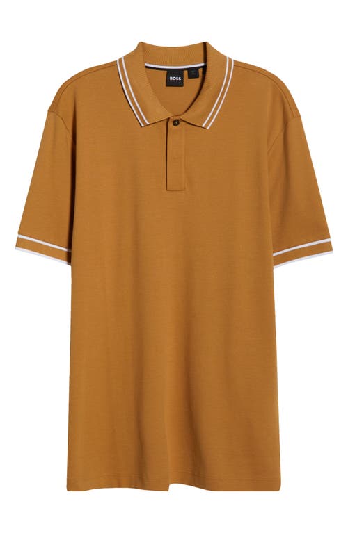 Hugo Boss Boss Parlay Tipped Cotton Polo In Neutral