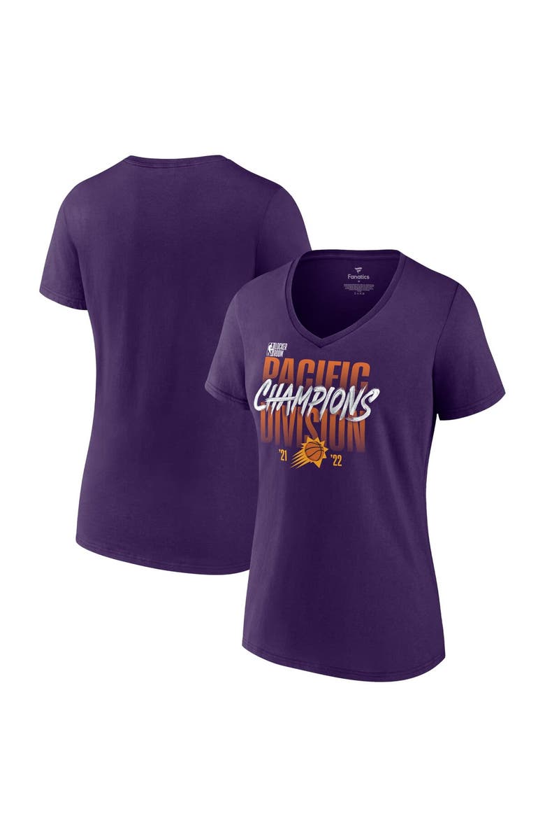 FANATICS Women's Fanatics Branded Purple Phoenix Suns 2022 Pacific Division Champions Locker Room V-Neck T-Shirt, Main, color, 
