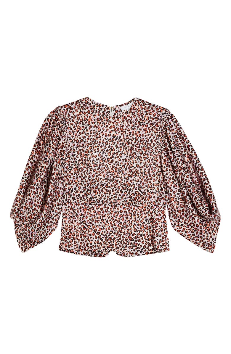 Topshop Leopard Print Blouson Sleeve Top, Alternate, color, 