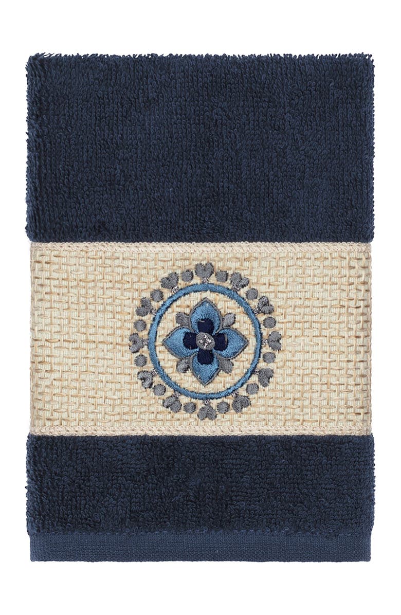 Linum Home Textiles Isabelle 3-Piece Embellished Towel Set - Midnight Blue, Alternate, color, Midnight Blue