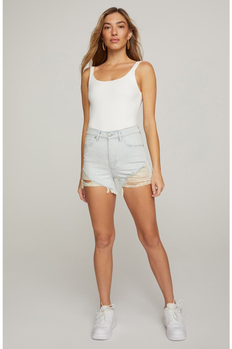 Bombshell Cutoff Denim Shorts, Alternate, color, BLUE648