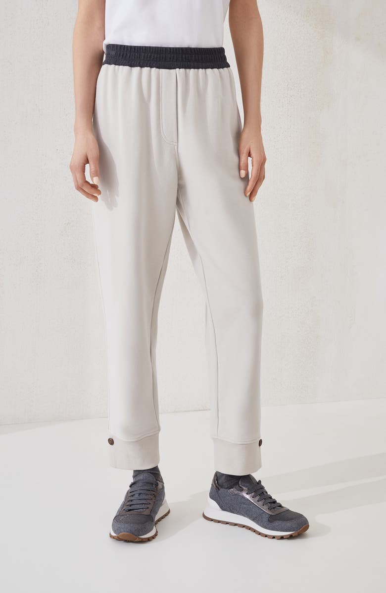 Brunello Cucinelli Smooth French terry trousers, Alternate, color, Cool Beige