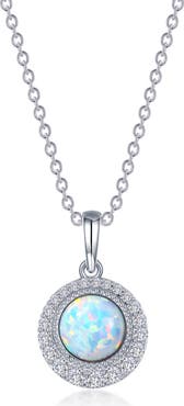 Lafonn Simulated Diamond Halo & Simulated Opal Pendant Necklace