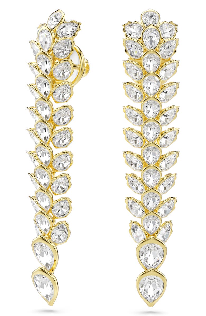 Swarovski Idyllia Long Crystal Drop Earrings, Alternate, color, Gold/ Crystal
