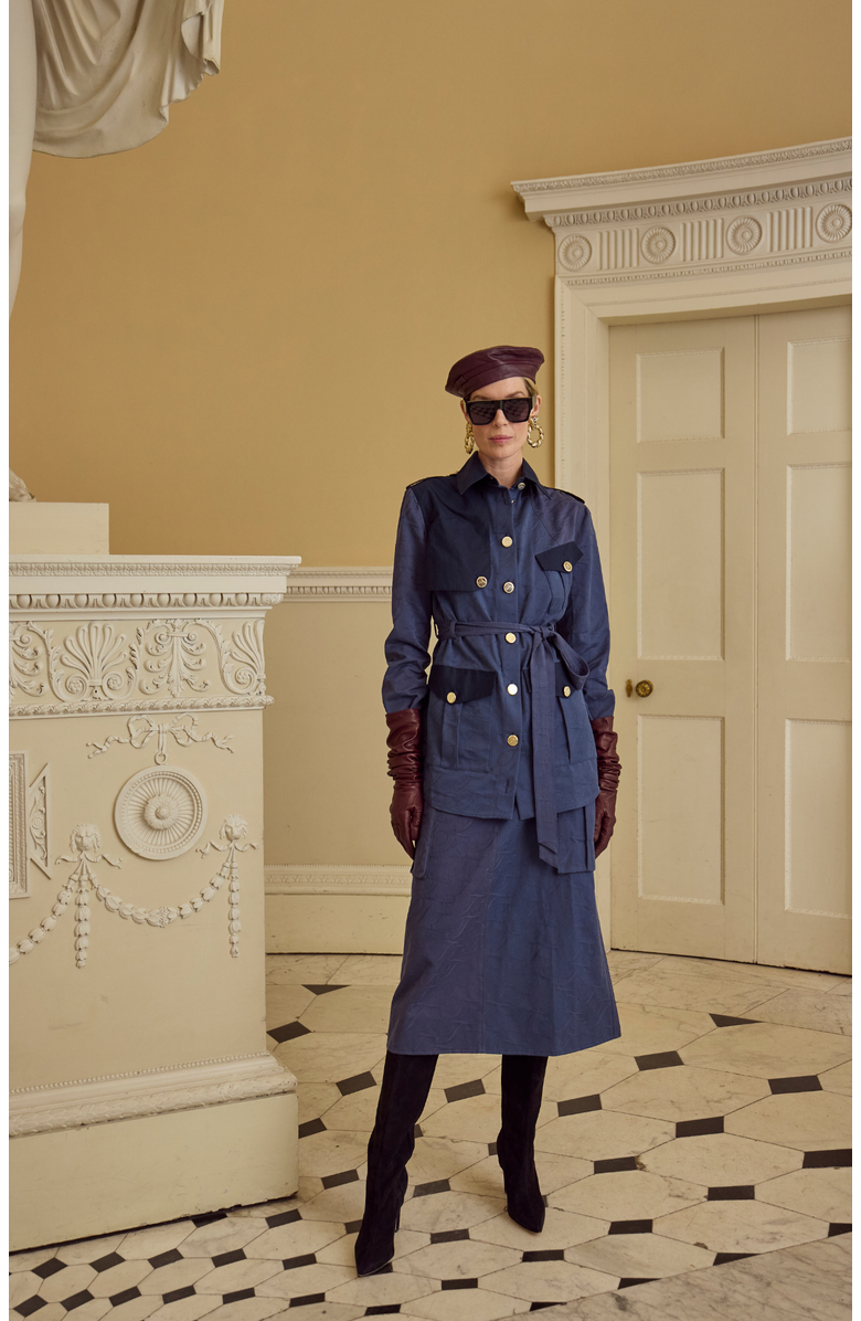 Temperley London Victory Skirt, Alternate, color, Sea Blue