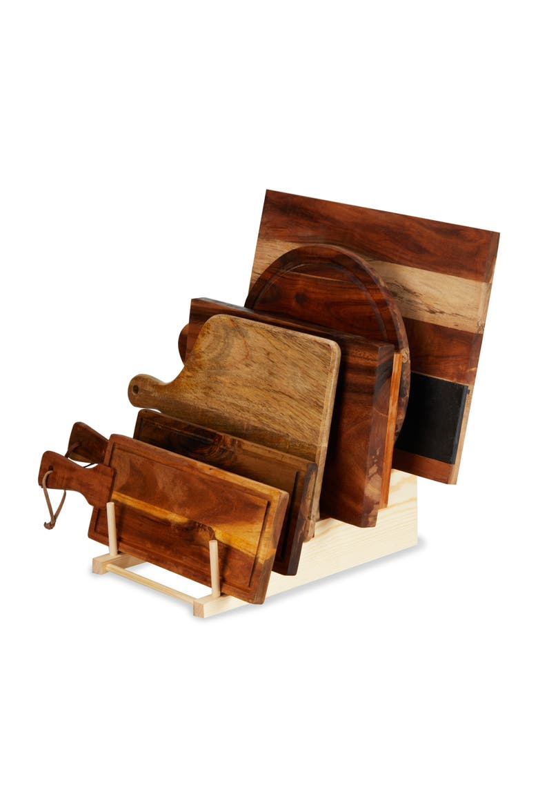 Tiered Pine Cheese Board Display, Main, color, Wood