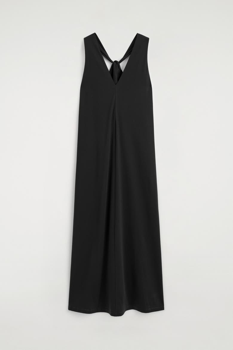 Twist-back Jersey Midi Dress, Alternate, color, BLACK