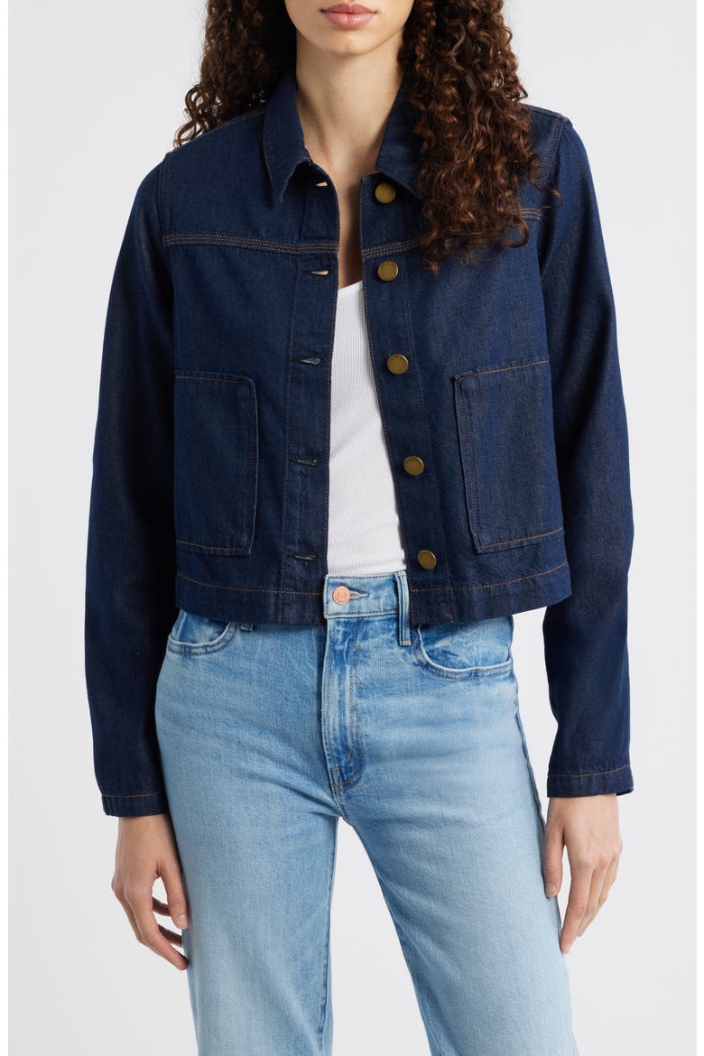 Adrianna Crop Featherweight Denim Jacket, Main, color, DUSK RINSE