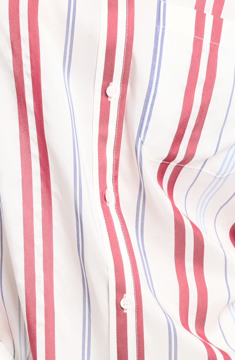TWP Big Joe Stripe Silk Button-Up Shirt, Alternate, color, Ivory / Blue / Wine